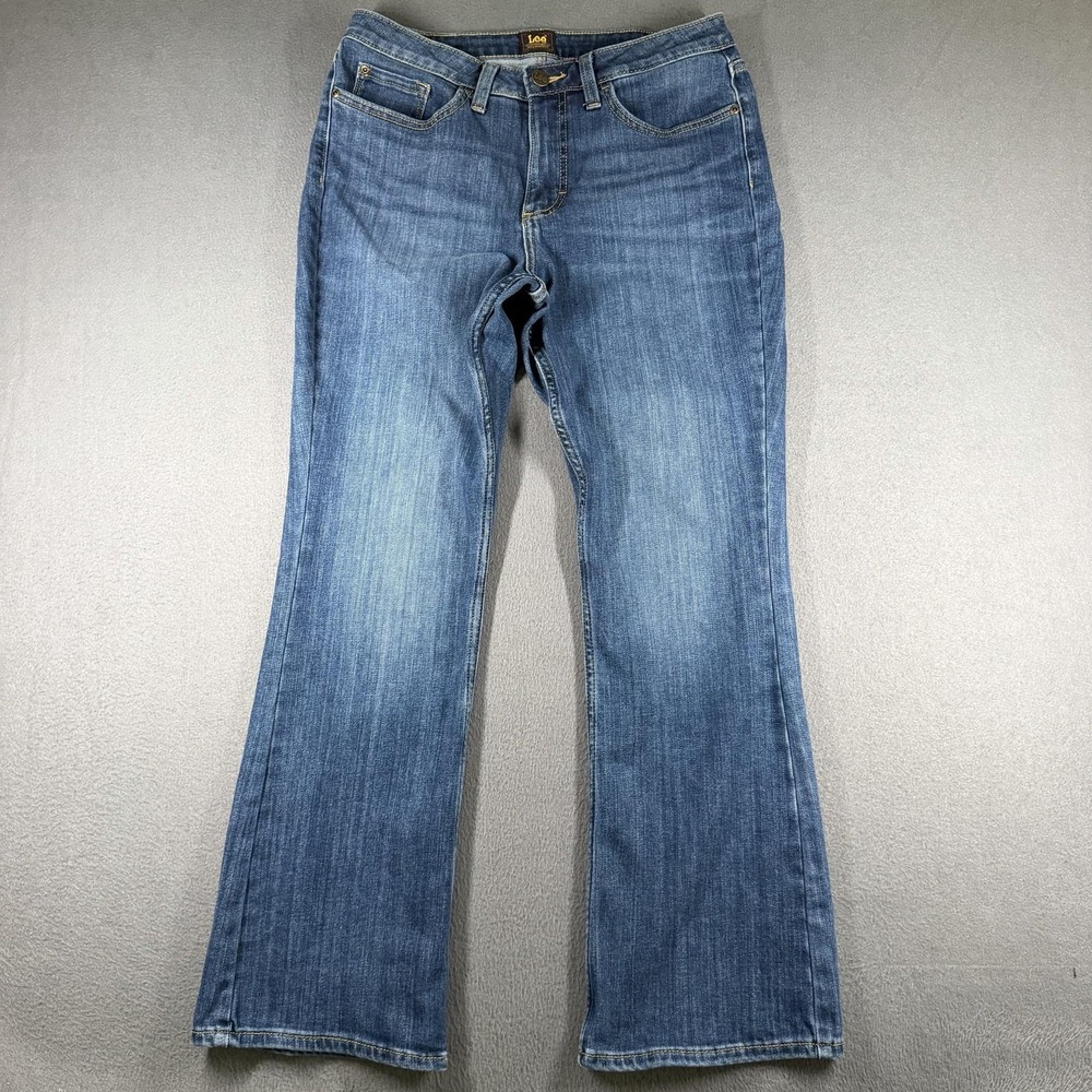 Lee Jeans Womens 8 Short Blue Medium Wash Mid Rise Bootcut Stretch Denim